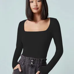 Maheshvi Women Square Neck Long Sleeves Fitted Casual Top-picture-34