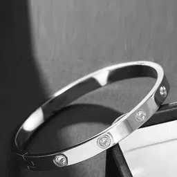 GOLDIWALA Women Crystals Mirror Silver-Plated Kada Bracelet-picture-22