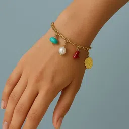 The Jewellery Tale Stainless Steel Gold-Plated Charm Bracelet-picture-28