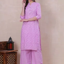 JC4U Ethnic Motifs Printed Regular Pure Cotton Straight Kurta with Palazzos-picture-26