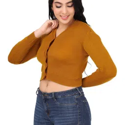 FEMULA Women Brown Woolen Crop Top image 4