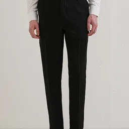 Banana Club Men Raven Black Plain Slim Fit Elasticated Trouser-image-32