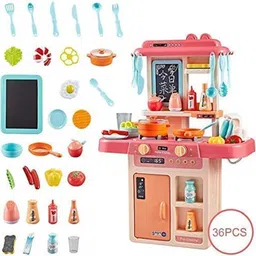 namanshu tex 36 Pcs Toy Kitchen Sets, Simulated Spray Kitchen Toys, Kids Kitchen Pretend Play Set,Play Cooking Set, Cookware Pots and Pans Play set image 3