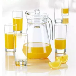 mdnsho Round Jug 1.3liter, Round Jug Glass Set 250ml, Premium Royal Design Lemon Set c Jug Glass Set image 3