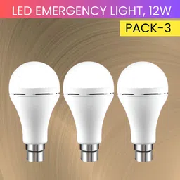 yaroh 12W Rechargeable Inverter LED Bulb with Upto 4H.Power Cut Lighting Pack of_3M117 4 hrs Bulb Emergency Light image 1