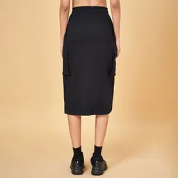 ajile by pantaloons Women Solid A-line Black Skirt image 2