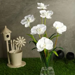 casacraft from pepperfry White Polyester Stunning Orchid Bunch Artificial Flowers image 1