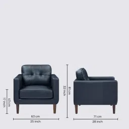timberly Shlok Leatherette Arm Chair In Blue Colour image 2