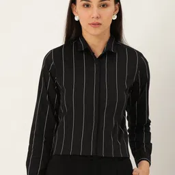 hancock Women Slim Fit Striped Spread Collar Formal Shirt-picture-23