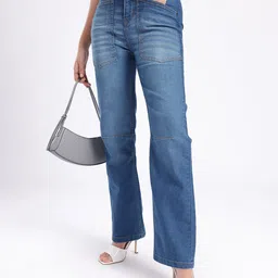 glitchez Women Street Classic Straight Fit Light Fade Stretchable Jeans-image-3
