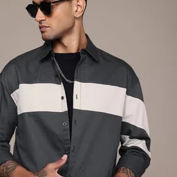 The Roadster Life Co. Pure Cotton Colourblocked Drop-Shoulder Relaxed Fit Casual Shirt-picture-18