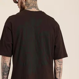 HERE&NOW Pure Cotton Typography Printed Drop-Shoulder Sleeves Relaxed Fit T-shirt-picture-39