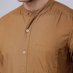 HIGHLANDER Men Khaki Brown Slim Fit Solid Casual Shirt image 2