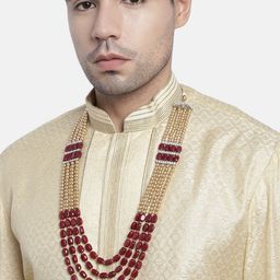 I Jewels Men Maroon Gold-Plated Layered Necklace-picture-8