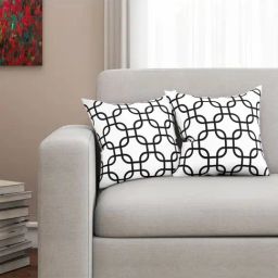 SEJ by Nisha Gupta White & Black Cushion Covers - Set of 2-picture-0