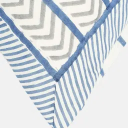 fabindia home Fabindia 'Anaisha' Off-White & Blue Cotton Cushion Cover - Set of 1 image 4