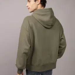 American Eagle Green Regular Fit Logo Printed Hooded Sweatshirt image 2