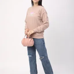 R&B Light Pink Cotton Graphic Printed Sweatshirt image 4