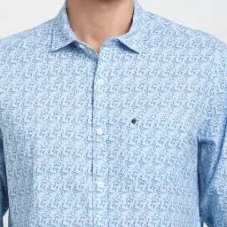 Turtle Light Blue Slim Fit Printed Shirt image 5