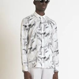 Antony Morato Cream Viscose Straight Fit Printed Shirt-picture-4