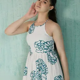 House of Mira Black & White Polyester Floral Dress image 4