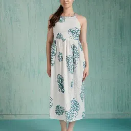 House of Mira Black & White Polyester Floral Dress-picture-20