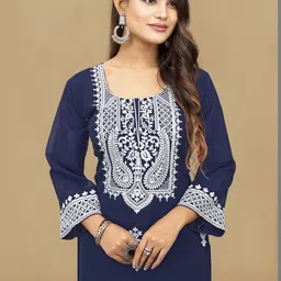 snizvi Women Ethnic Motifs Embroidered Regular Thread Work Kurta with Pyjamas-picture-19