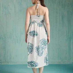 House of Mira Black & White Polyester Floral Dress image 2