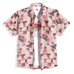 Cavio Boys Peach Cotton Printed Shirt-image-55