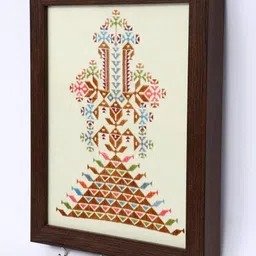 Exotic India Brown & Beige Hand Stitched Wall Art image 4