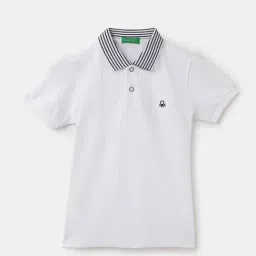 United Colors of Benetton Kids White Cotton Logo Polo T-Shirt-picture-21