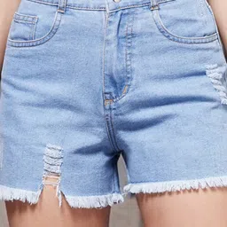 Miss Chase Blue Relaxed Fit Shorts image 4