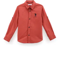 U.S. Polo Assn. Kids Orange Solid Full Sleeves Shirt-picture-22