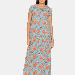 Zivame Blue Floral Print Nighty-image-63