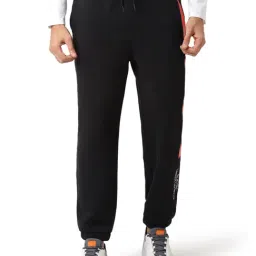 Calvin Klein Jeans Black & Coral Orange Logo Regular Fit Joggers-image-93