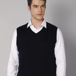 Cantabil Blue & Black Regular Fit Reversible Sweater-picture-22