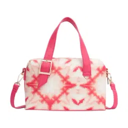 Caprese Pink Shibori Printed Small Leather Duffle Bag image 3
