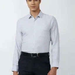 Peter England Blue Regular Fit Self Pattern Shirt-image-15