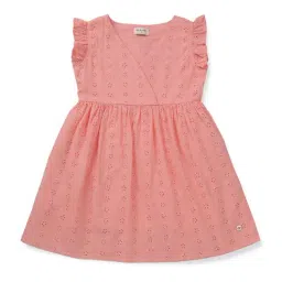 Gini & Jony Kids Pink Cotton Embroidered Dress-picture-32