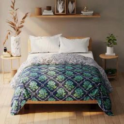 Bianca Romelio Green & Navy 152 TC Micro Fabric Double Comforter-picture-13