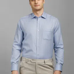 Louis Philippe Blue Cotton Regular Fit Texture Shirt-picture-16