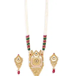 Panash Gold Plated Stone Studded & Beaded Jewellery Set image 4