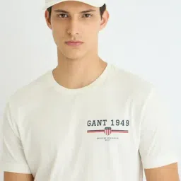 GANT White Regular Fit Printed T-Shirt image 4