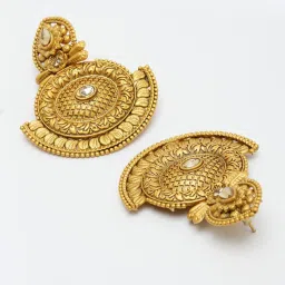 Panash Gold Toned Contemporary Drop Earrings image 4