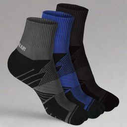 Heelium Unisex Pack Of 3 Striped Above Ankle Length 3X Tougher & Durable Athletic Socks-picture-22