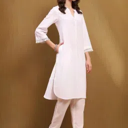 Biba White Straight Kurta image 4