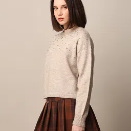 Only Beige Embellished Pullover image 4
