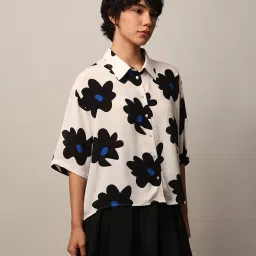 Only White & Black Floral Print Shirt image 4