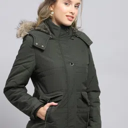 Monte Carlo Green Polyester Blend Solid Full Sleeve Jacket image 4