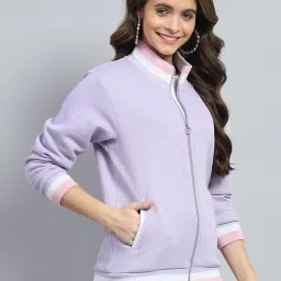 Monte Carlo Lavender Cotton Blend Solid Full Sleeve Sweatshirt image 4